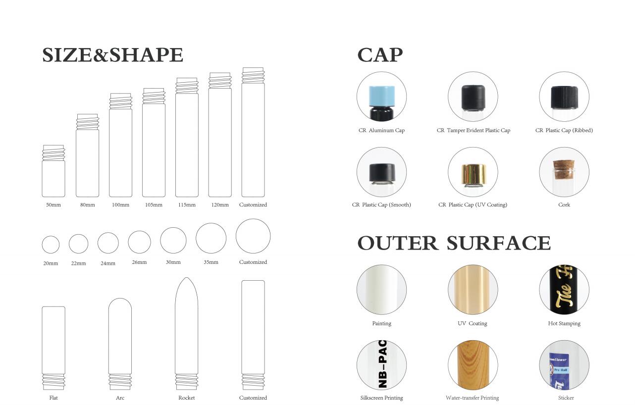 120mm Child Resistant Glass Tube