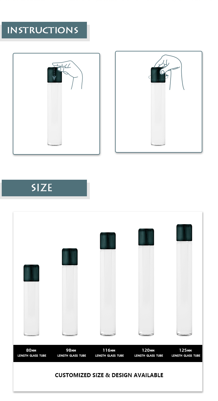 120mm Child Resistant Glass Tube
