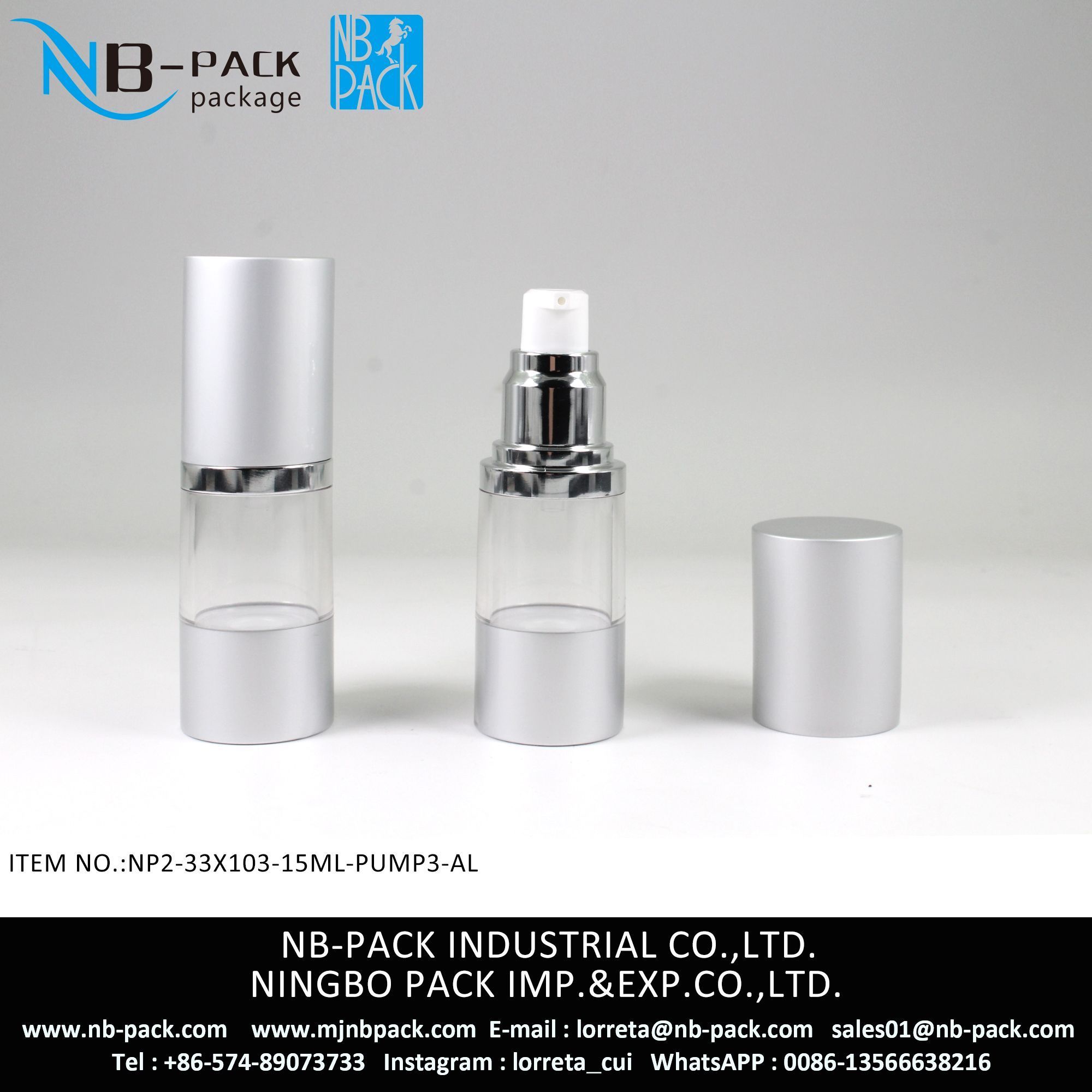 15ml Plastic Airless pump Bottle