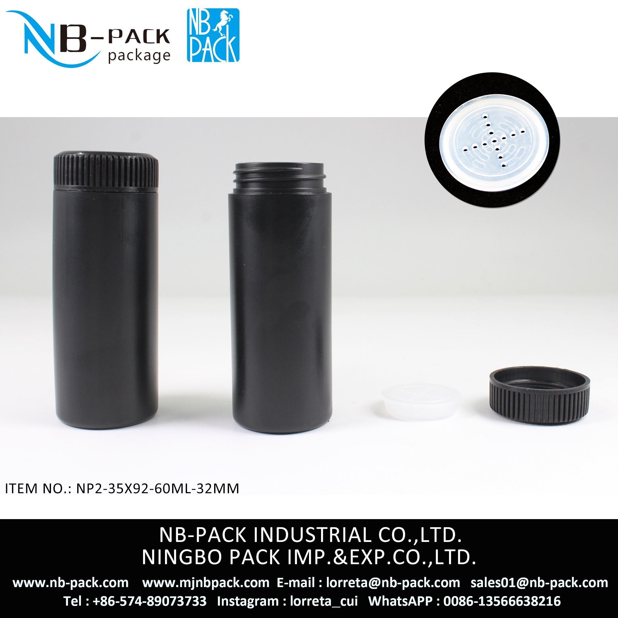 60ml Plastic PE Powder Bottle