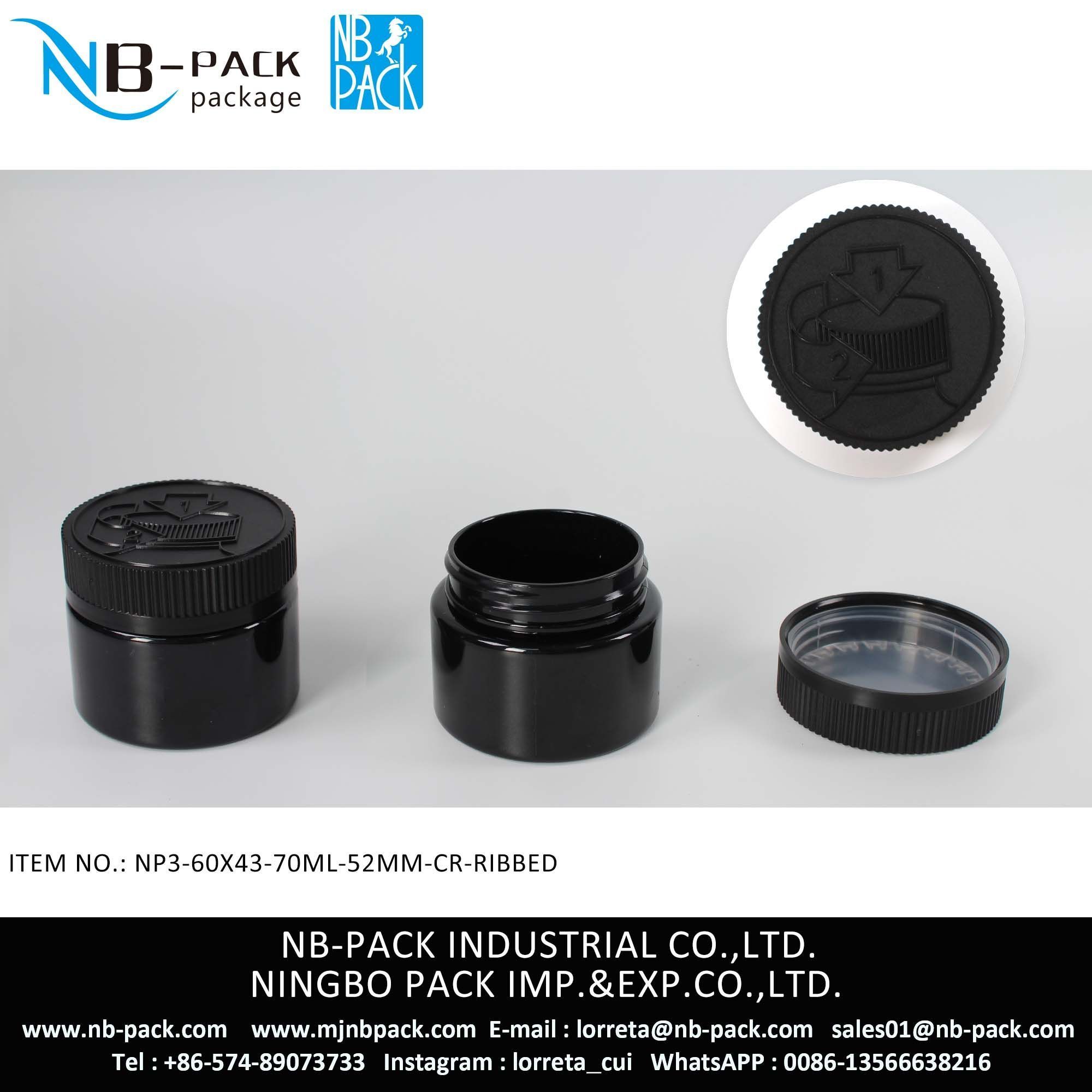 70ml Push And Turn Cap Child Resistant Plastic Jar