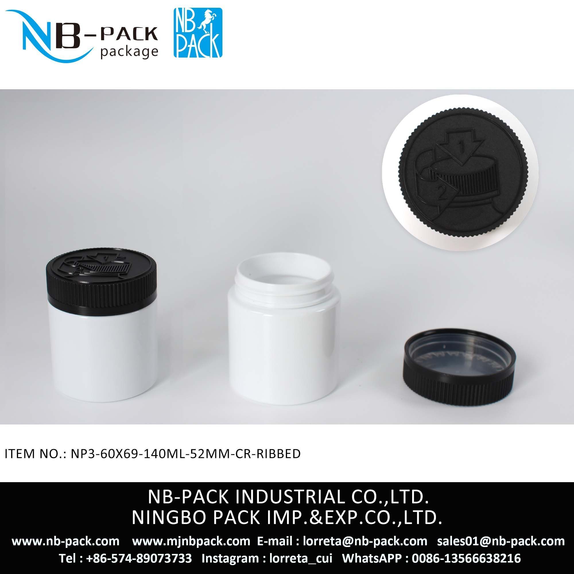 140ml Push And Turn Cap Child Resistant Plastic Jar