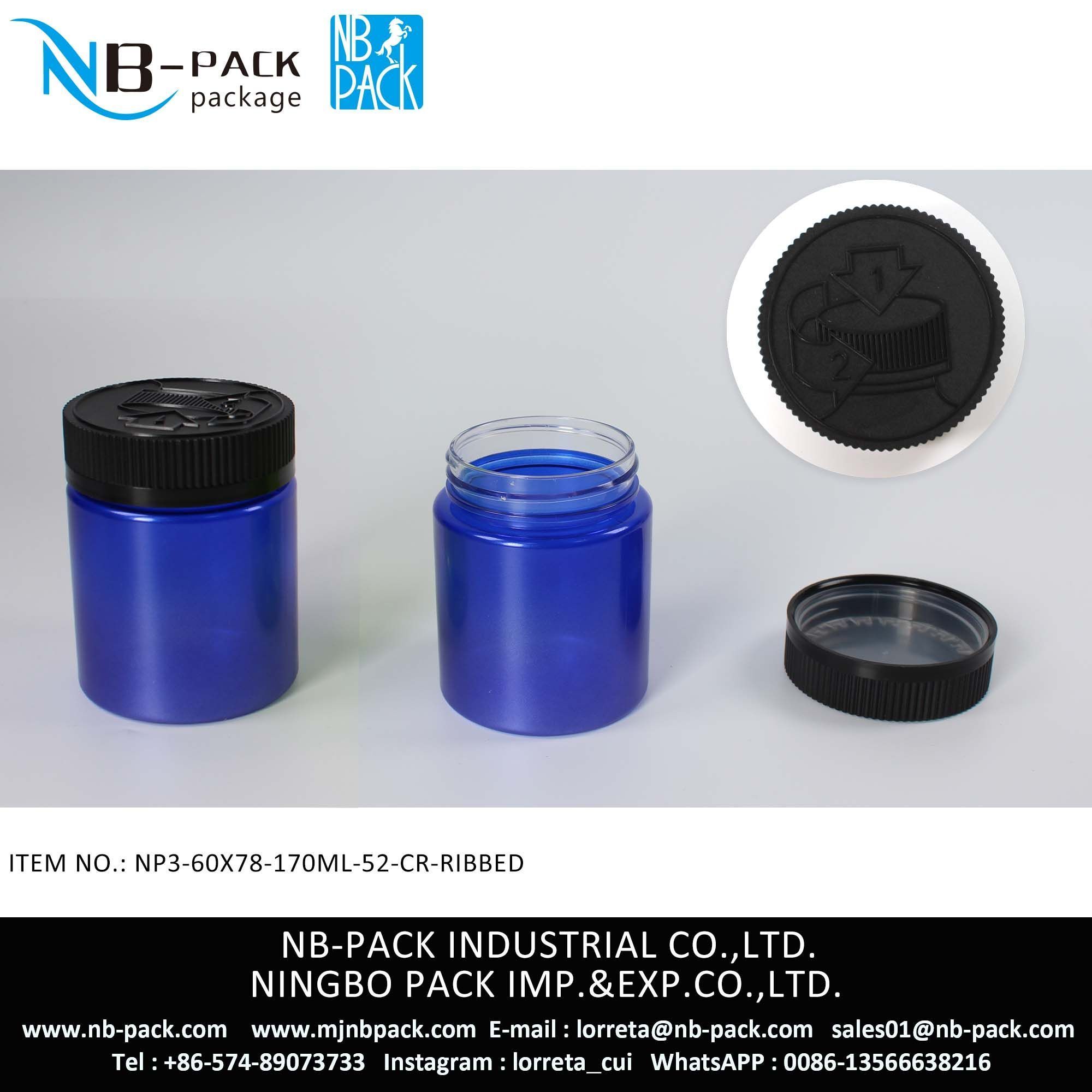 170ml Push And Turn Cap Child Resistant Plastic Jar
