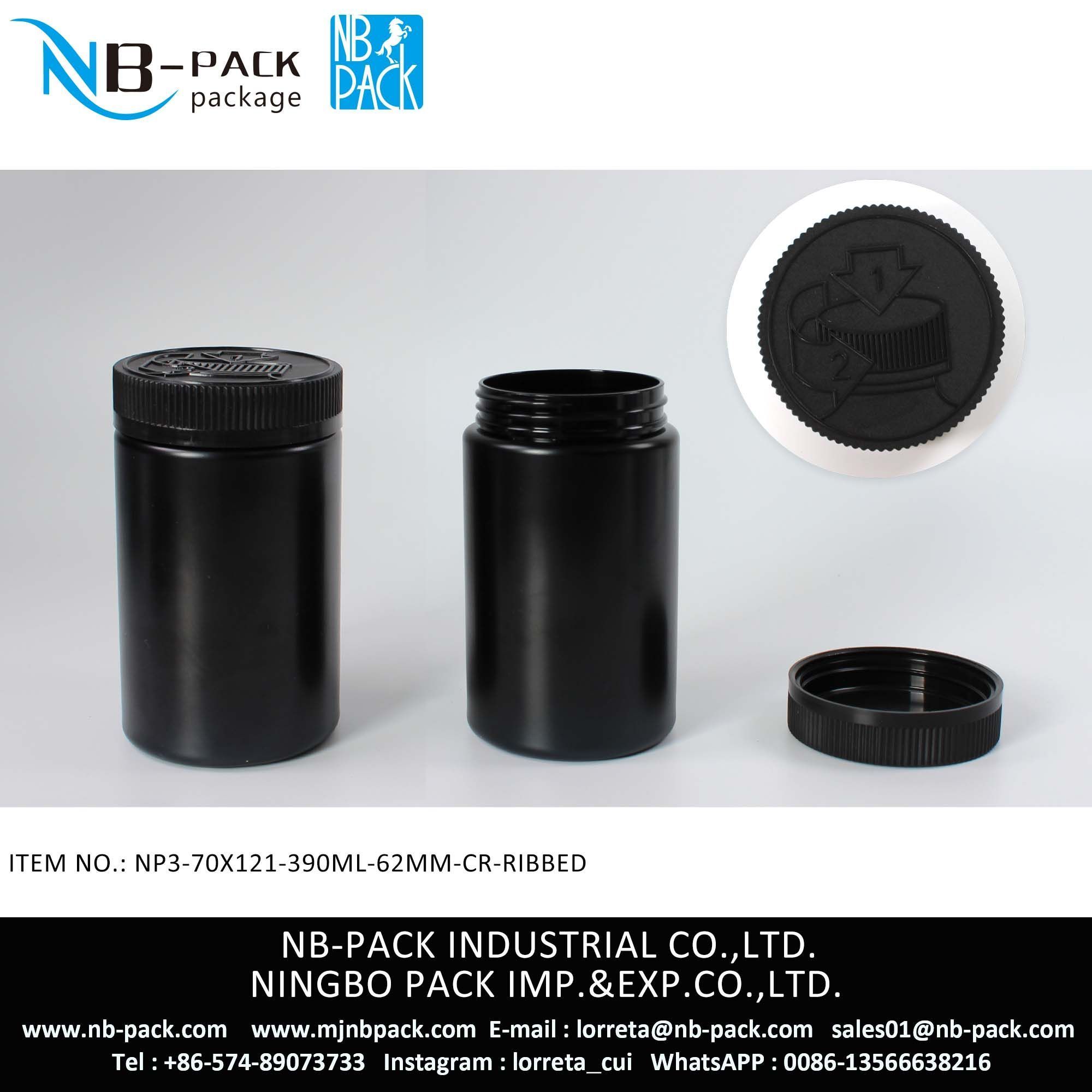 400ml Push And Turn Cap Child Resistant Plastic Jar