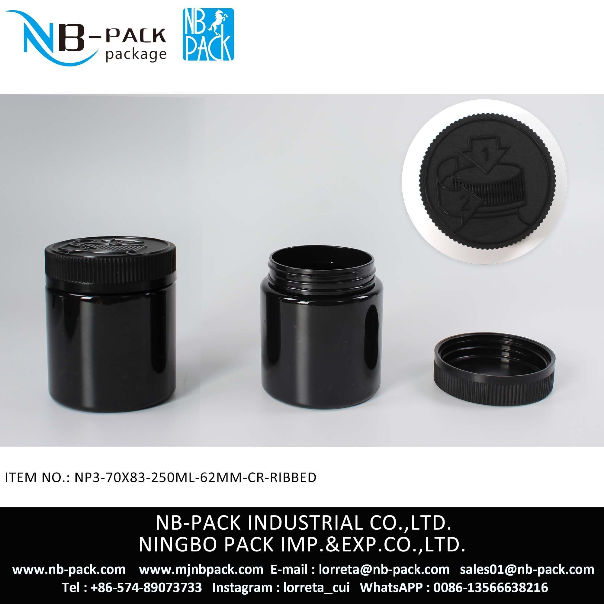 250ml Push And Turn Cap Child Resistant Plastic Jar