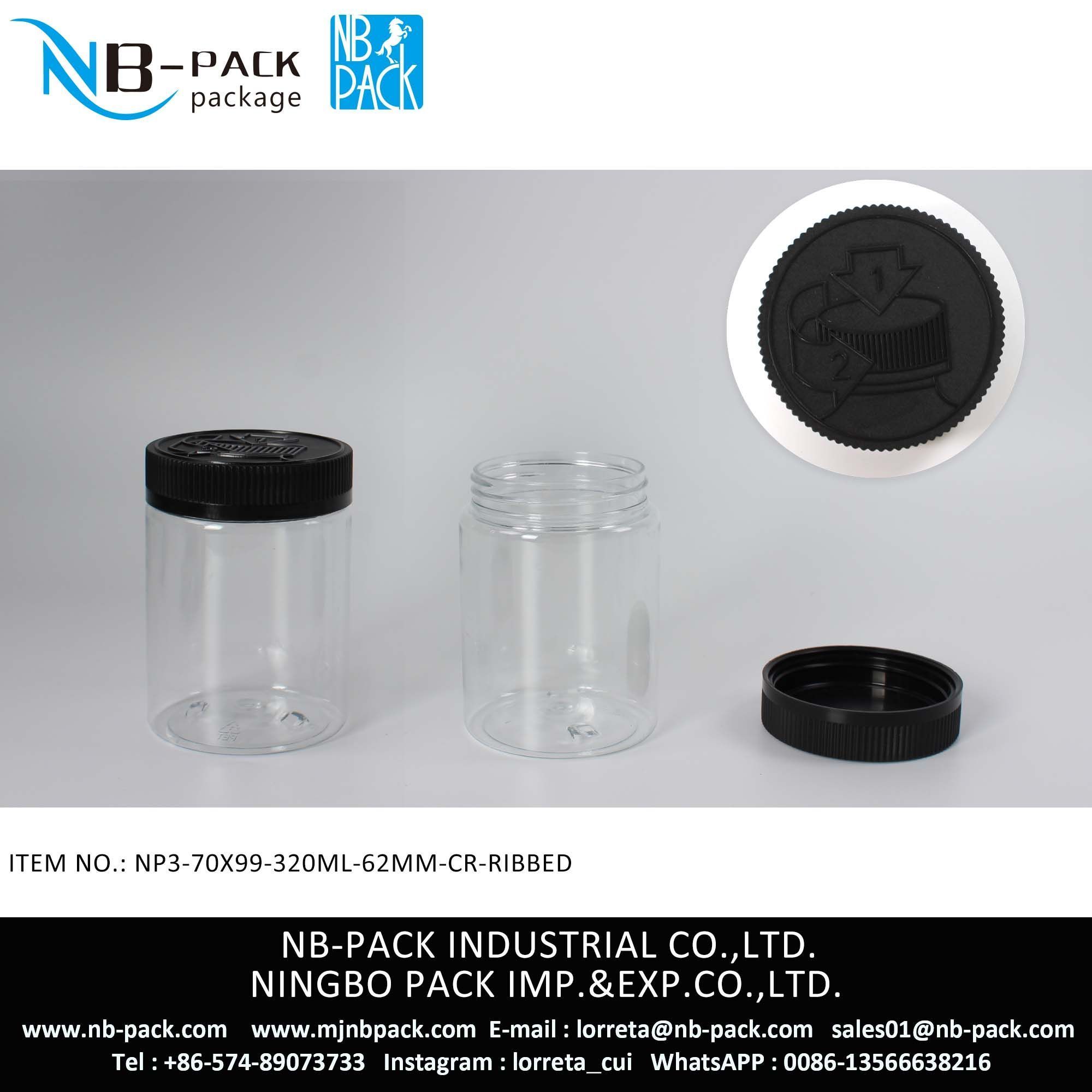 320ml Push And Turn Cap Child Resistant Plastic Jar
