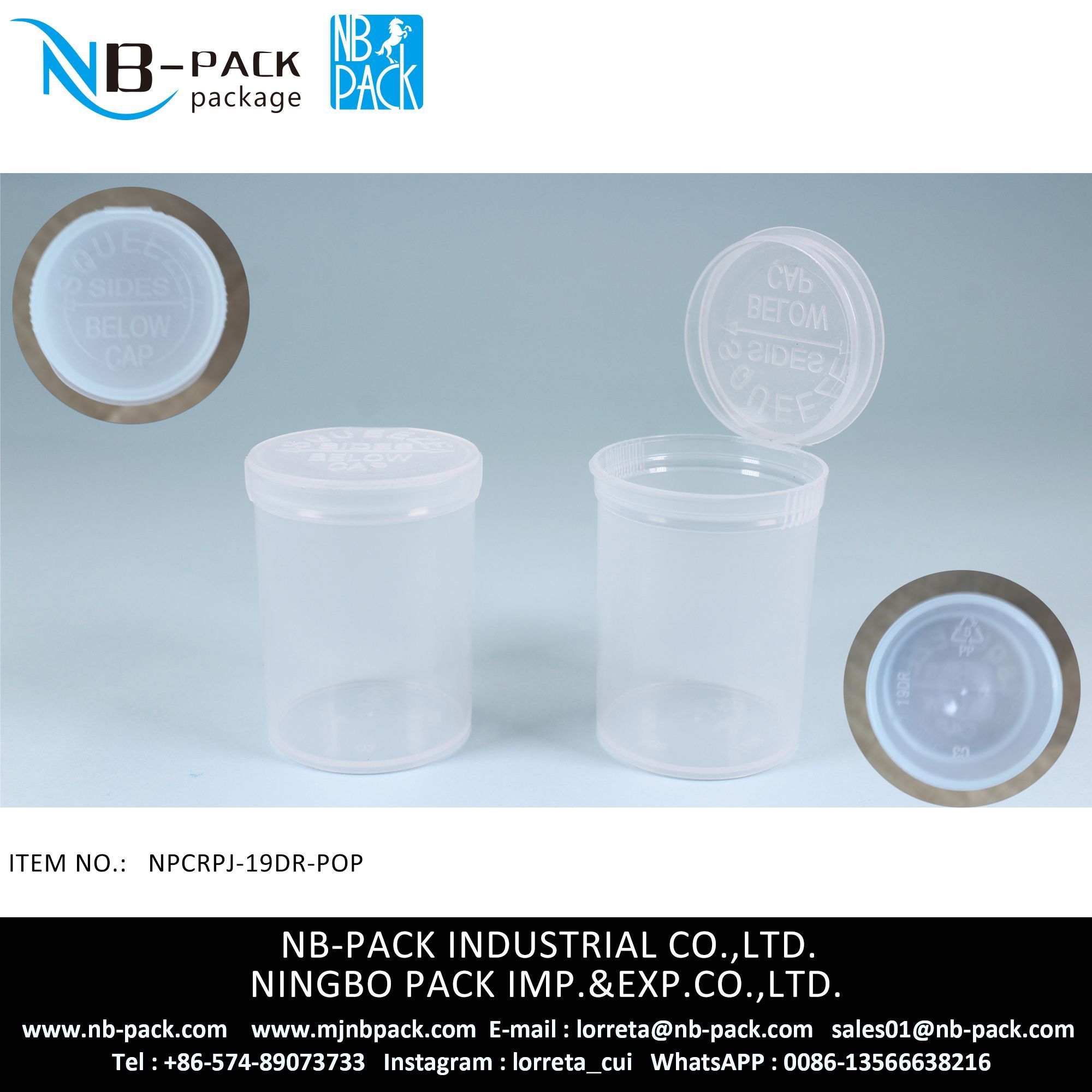 19DR POP TOP Plastic Vial