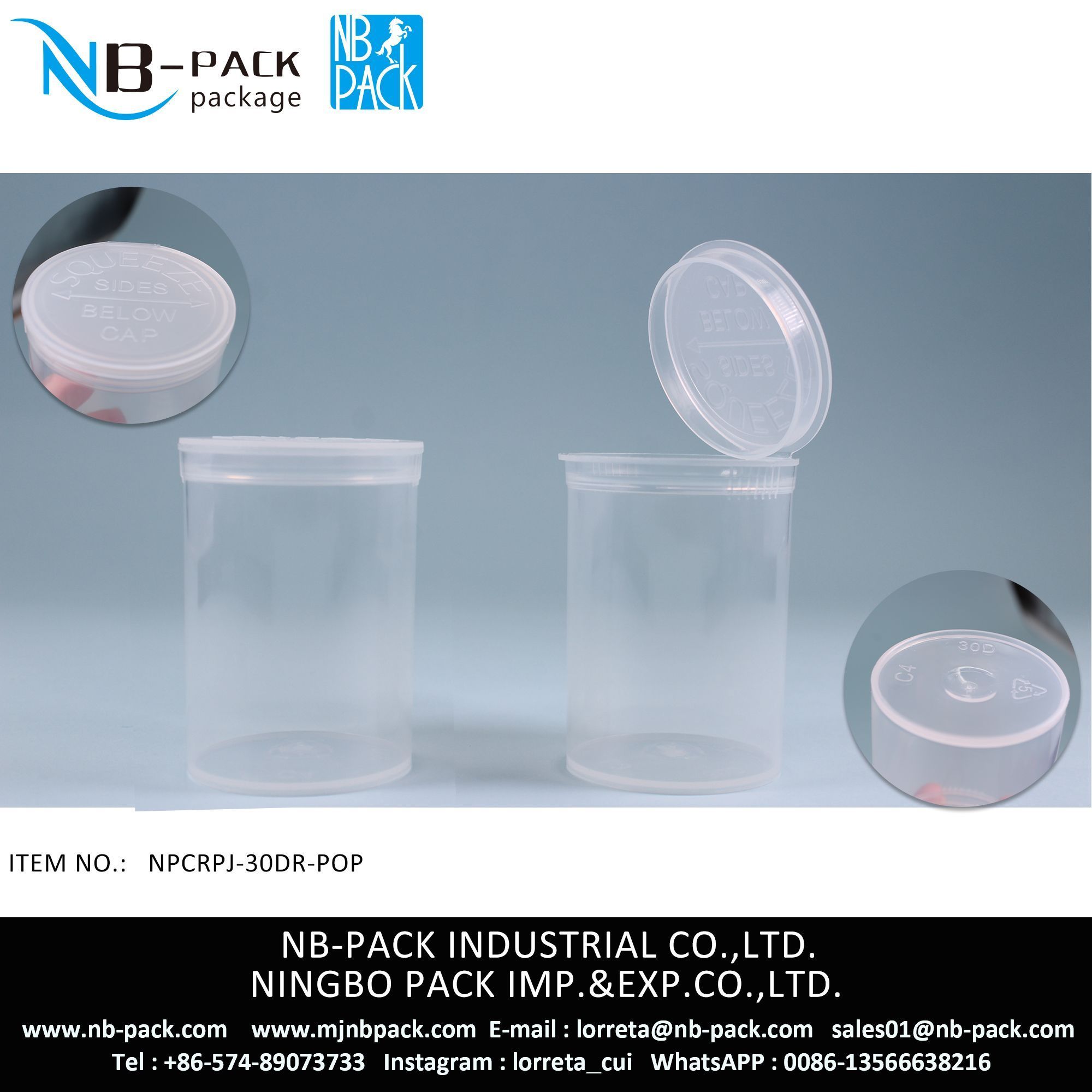 30DR POP TOP Plastic Vial